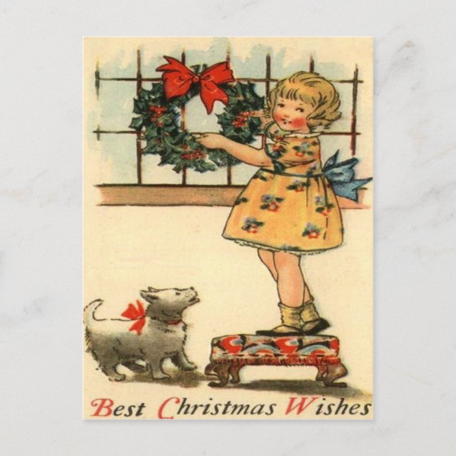 Carte Postale Guirlande accrochante de fille (Devant)