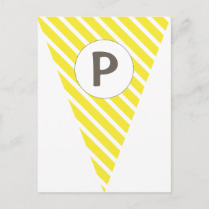 Carte Postale Guirlande de drapeaux personnalisable jaune à rayu