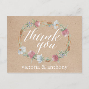 Carte Postale Guirlande de fleur sauvage sur des mercis de
