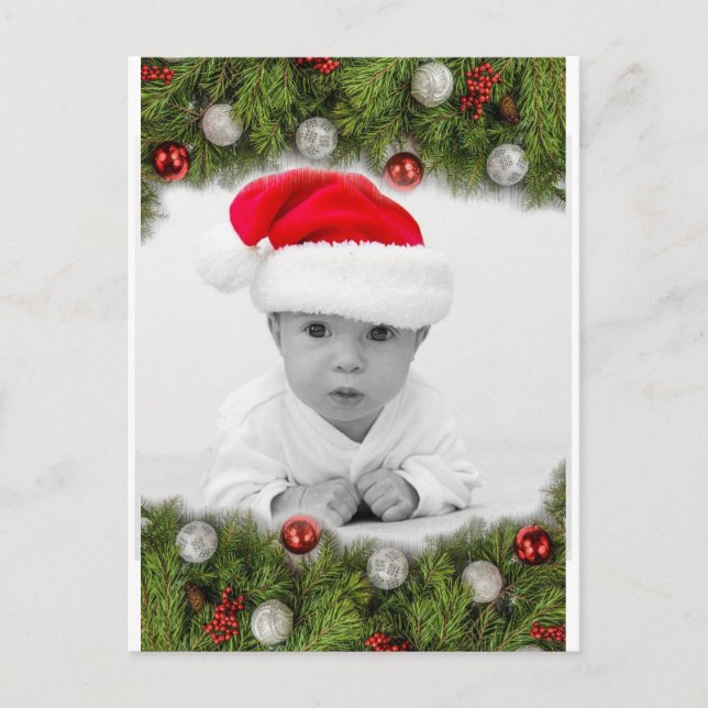 Carte Postale Guirlande de pin Photo Ornements de Noël Fêtes (Devant)