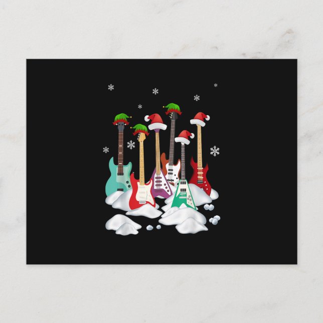 Carte Postale Guitar Santa Hat (Devant)