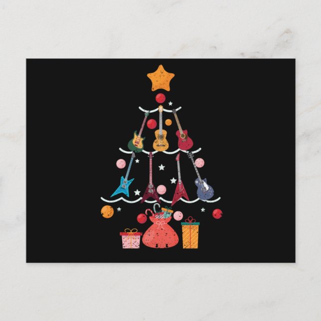 Carte Postale Guitar Santa Hat (Devant)