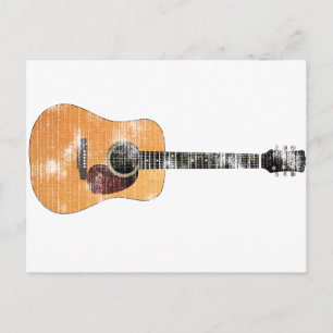 Carte Postale Guitare acoustique horizontale (en détresse)