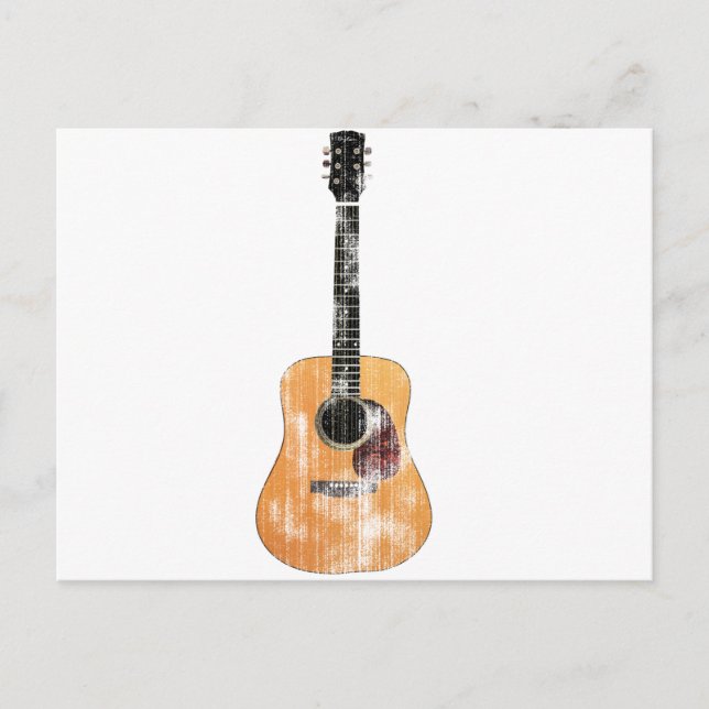 Carte Postale Guitare acoustique verticale en détresse (Devant)