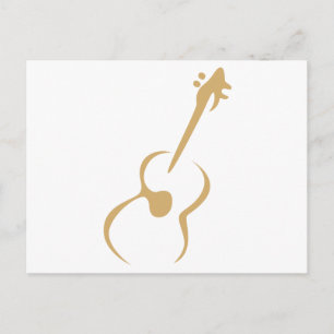 Carte Postale Guitare classique en style dessin de souhaits