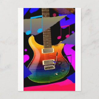 Carte Postale Guitare colorée - roche dessus !