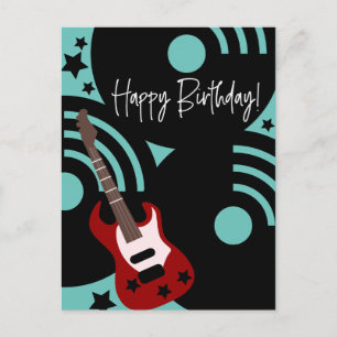 Carte Postale Guitare Électrique Anniversaire de Rock Star Music