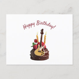 Carte Postale Guitare électrique Chocolat Fraise gâteau d'annive
