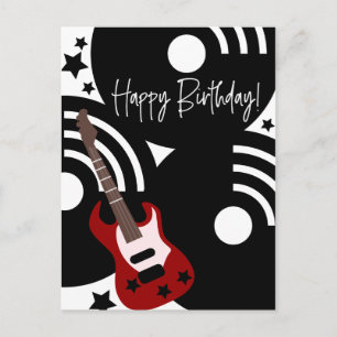 Carte Postale Guitare Électrique Star de Rock Musical Anniversai