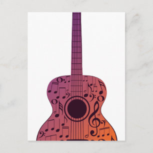 Carte Postale Guitare et notes musicales 2
