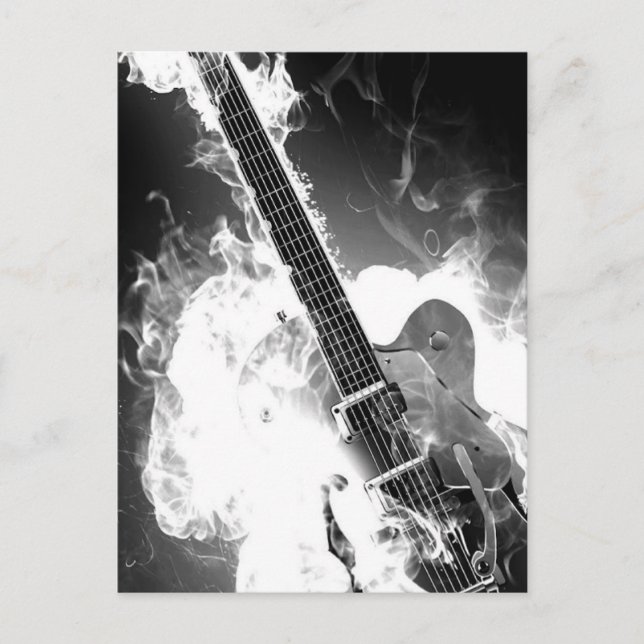 Carte Postale Guitare flamboyante B&W (Devant)