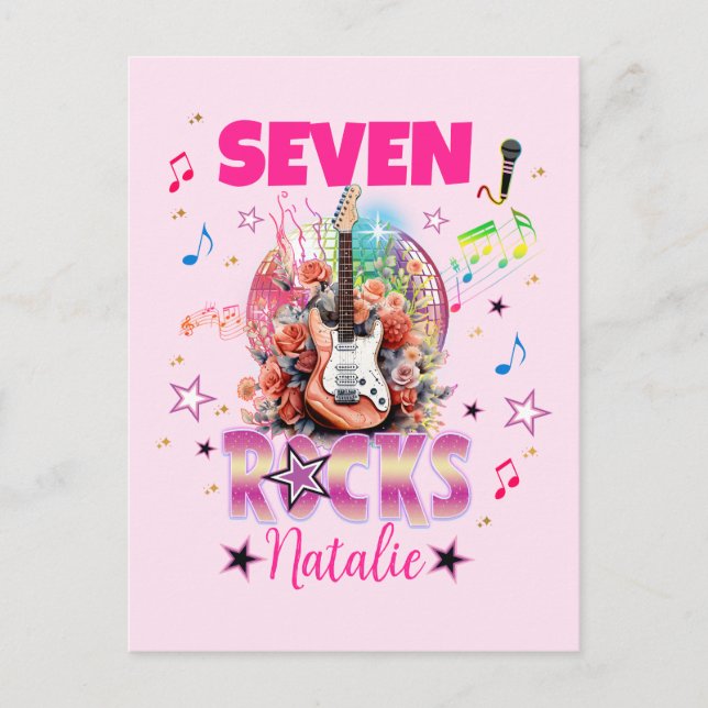 Carte Postale Guitare Rock'n'Roll Fille Anniversaire Musicale Ro (Devant)