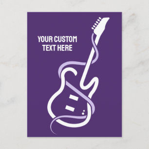 Carte Postale Guitare stylisée de texte personnalisé