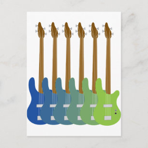 Carte Postale Guitares basses colorées