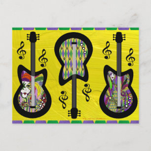 Carte Postale Guitares colorées Mardi Gras
