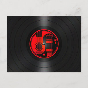 Carte Postale Guitares Yin Yang Rouge et Noir Vinyl Graphic