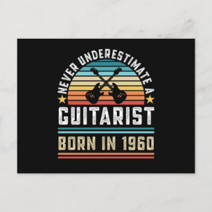 Carte Postale Guitariste né 1960 60e Anniversaire Guitare Cadeau