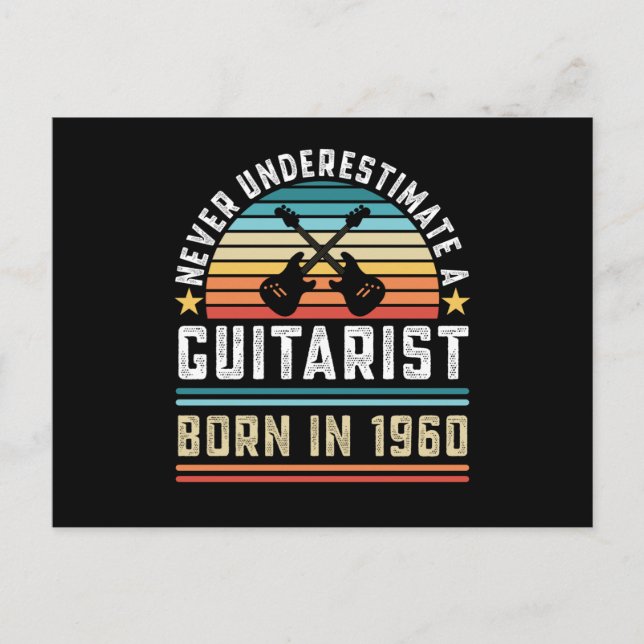 Carte Postale Guitariste né en 1960 Cadeau de guitare pour 60 an (Devant)