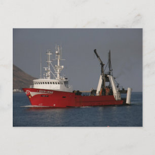 Carte Postale Gun Mar, chalutier de pêche dans havre hollandais,