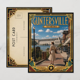 Carte Postale Guntersville Alabama Art Déco vintage de l'âge d'o