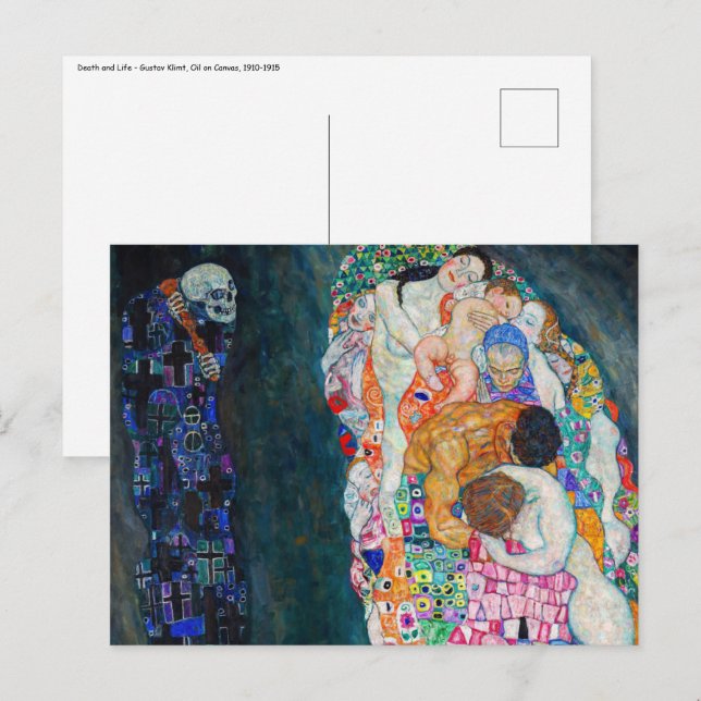Carte Postale Gustav Klimt - Mort et vie (Devant / Derrière)