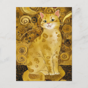 Carte Postale Gustav Klimt or mignon chat parodie, Gustav klimt 