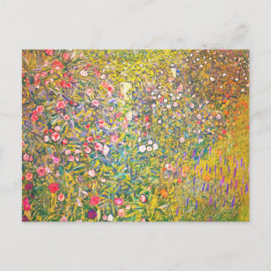 Carte Postale Gustav Klimt Pink Flowers Postcard