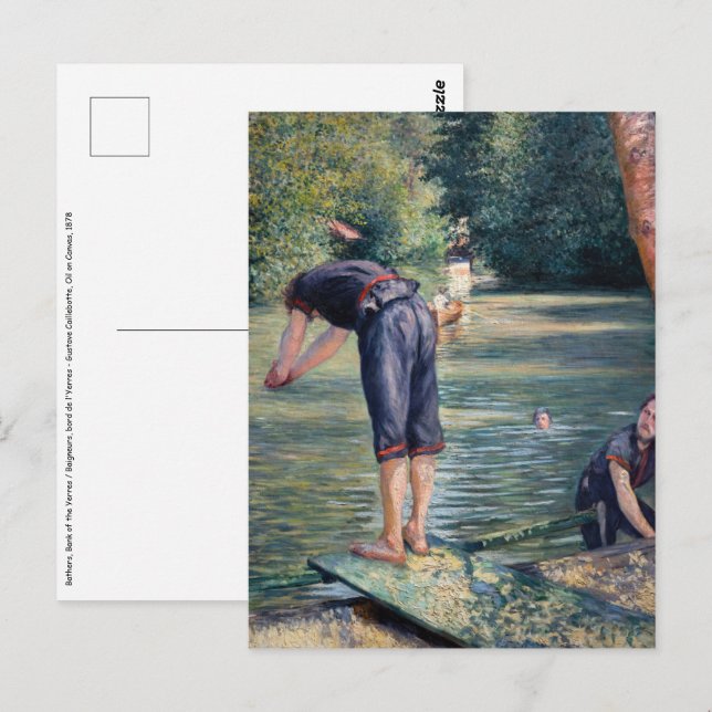 Carte Postale Gustave Caillebotte - Baigneurs, bord de l'Yerres (Devant / Derrière)