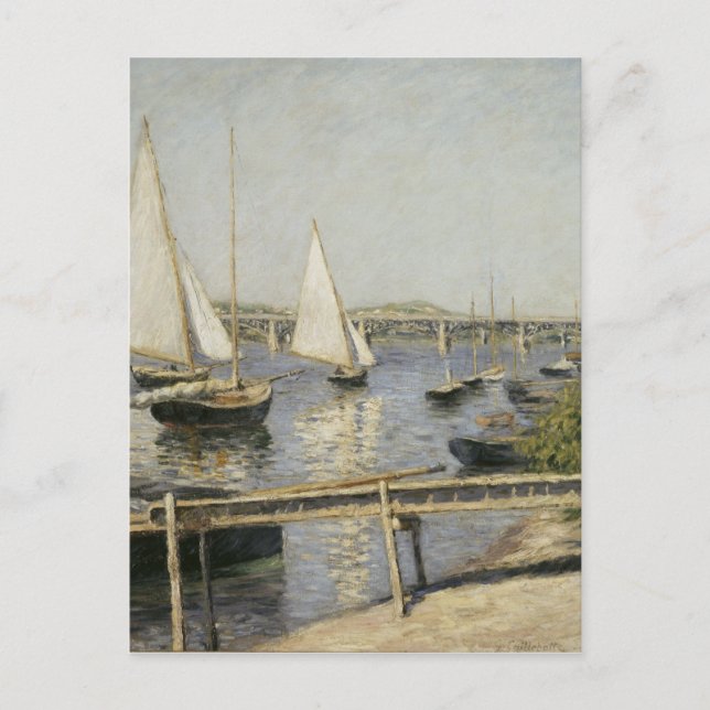 Carte Postale Gustave Caillebotte - Bateaux à voile à Argenteuil (Devant)