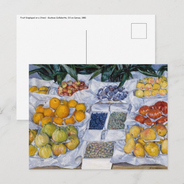 Carte Postale Gustave Caillebotte - Fruits présentés sur un socl (Devant / Derrière)