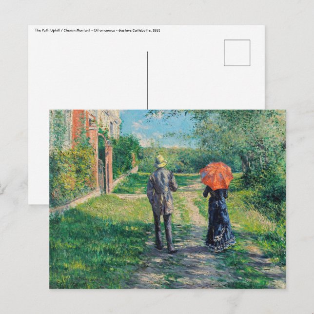 Carte Postale Gustave Caillebotte - Le chemin vers le haut (Devant / Derrière)