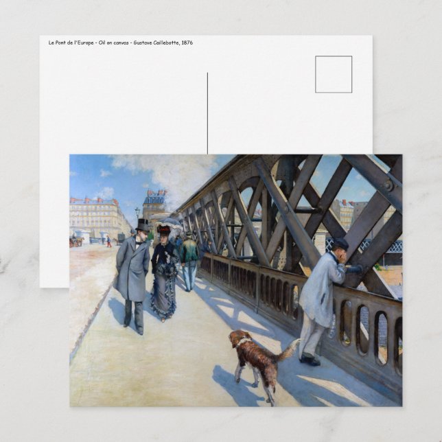 Carte Postale Gustave Caillebotte - Le Pont de l'Europe (Devant / Derrière)