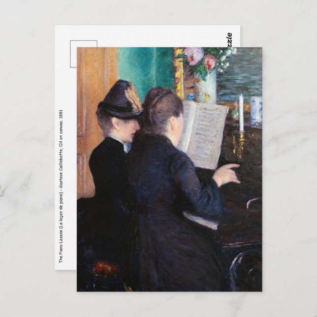 Carte Postale Gustave Caillebotte - Leçon de piano (Devant / Derrière)