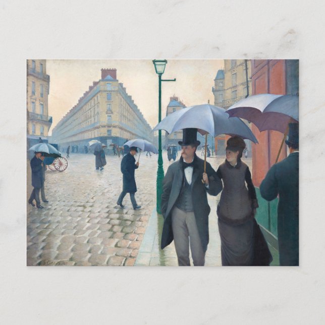 Carte Postale Gustave Caillebotte Paris Rue Rainy Day Art (Devant)