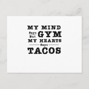 Carte Postale Gym amusant Mon esprit dit gym mais mon coeur dit 