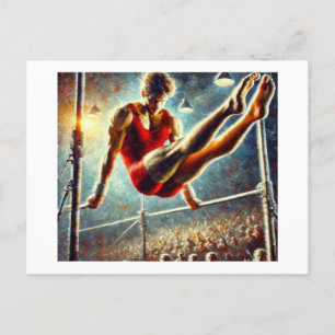 Carte Postale Gymnaste masculin sur les barreaux parallèles,