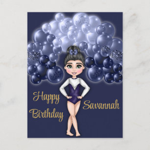 Carte Postale Gymnastique Anniversaire avec Bleu Balloon Arch