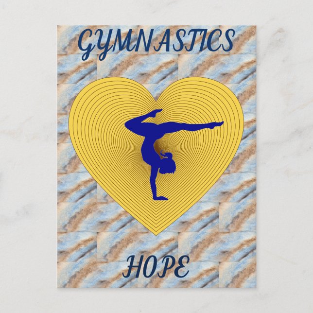 Carte Postale Gymnastique coeur or avec gymnaste (Devant)