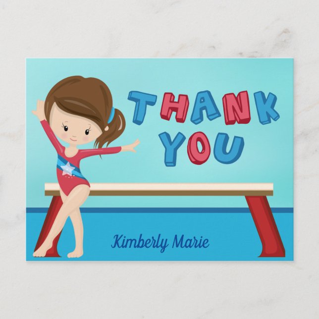Carte Postale Gymnastique Féminine Mignonnes Merci Gymnastes (Devant)