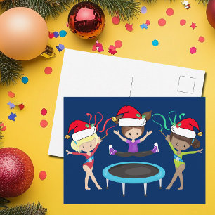 Carte Postale Gymnastique Noël mignonne Gymnaste Filles Fêtes