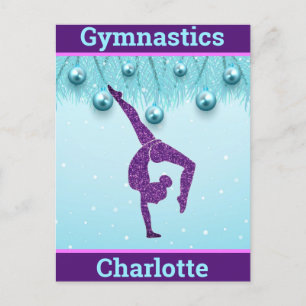 Carte Postale Gymnastique Noël violet Aqua Personnalisé