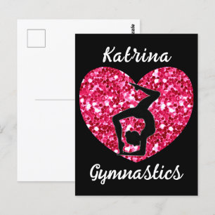 Carte Postale Gymnastique noir et rose chaud Personnalisé