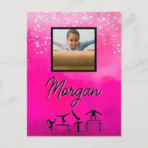 Carte Postale Gymnastique rose, argent, Parties scintillant Phot