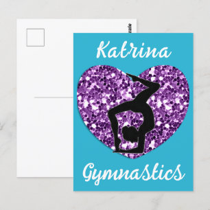 Carte Postale Gymnastique Turquoise et violet Personnalisée