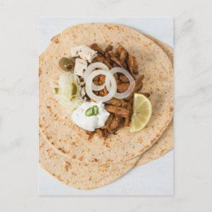 Carte Postale Gyros pita with tzatziki coleslaw olives and feta
