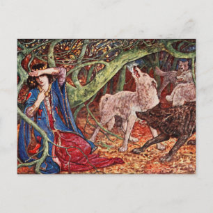 Carte Postale H J Ford Illustration Vintage Princesse et Loups