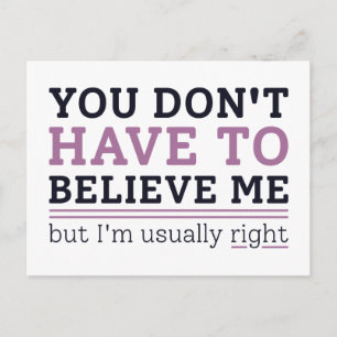 Carte Postale Habituellement raison