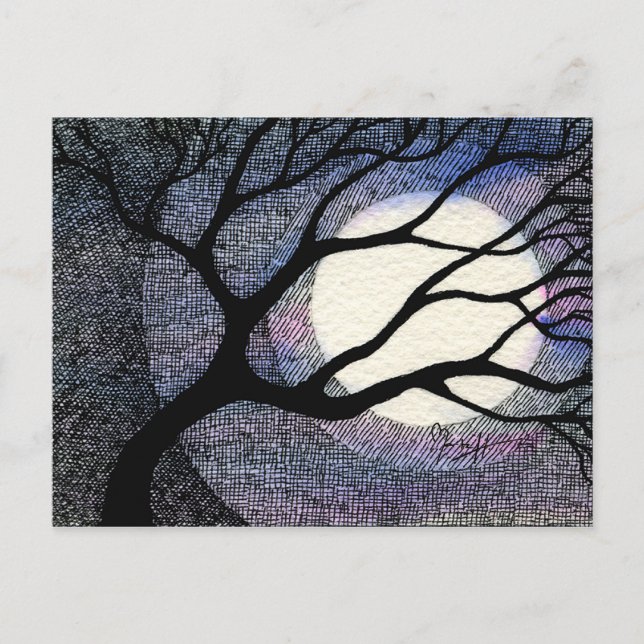 Carte Postale Hachure de la croix de l'arbre et de la lune (Devant)