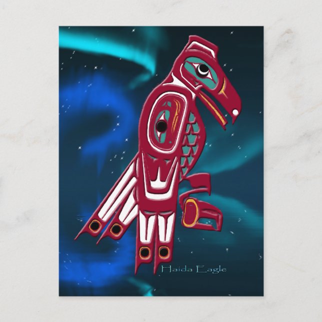 Carte Postale Haida Eagle & Aurora Amérindiens Art Design (Devant)