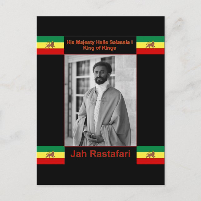 Carte Postale Haile Selassie le Lion de Juda, Jah Rastafari (Devant)